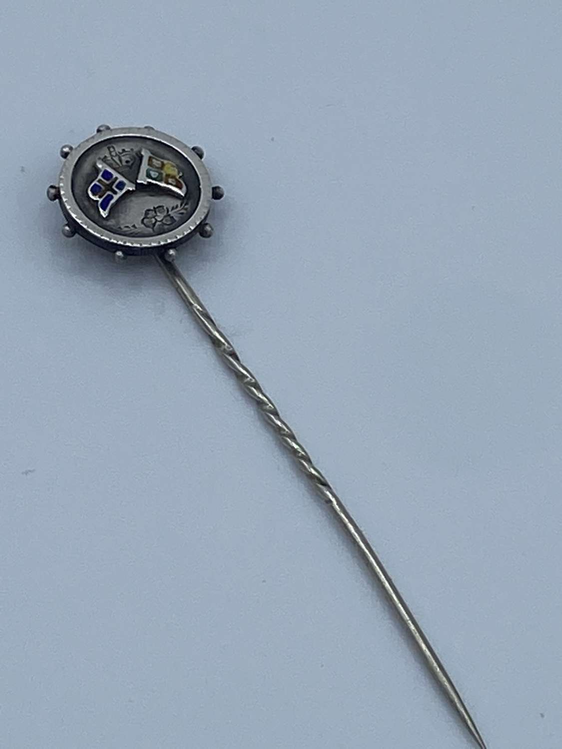 Victorian 1897 Diamond Jubilee Queen Victoria Silver Enamel Stick Pin