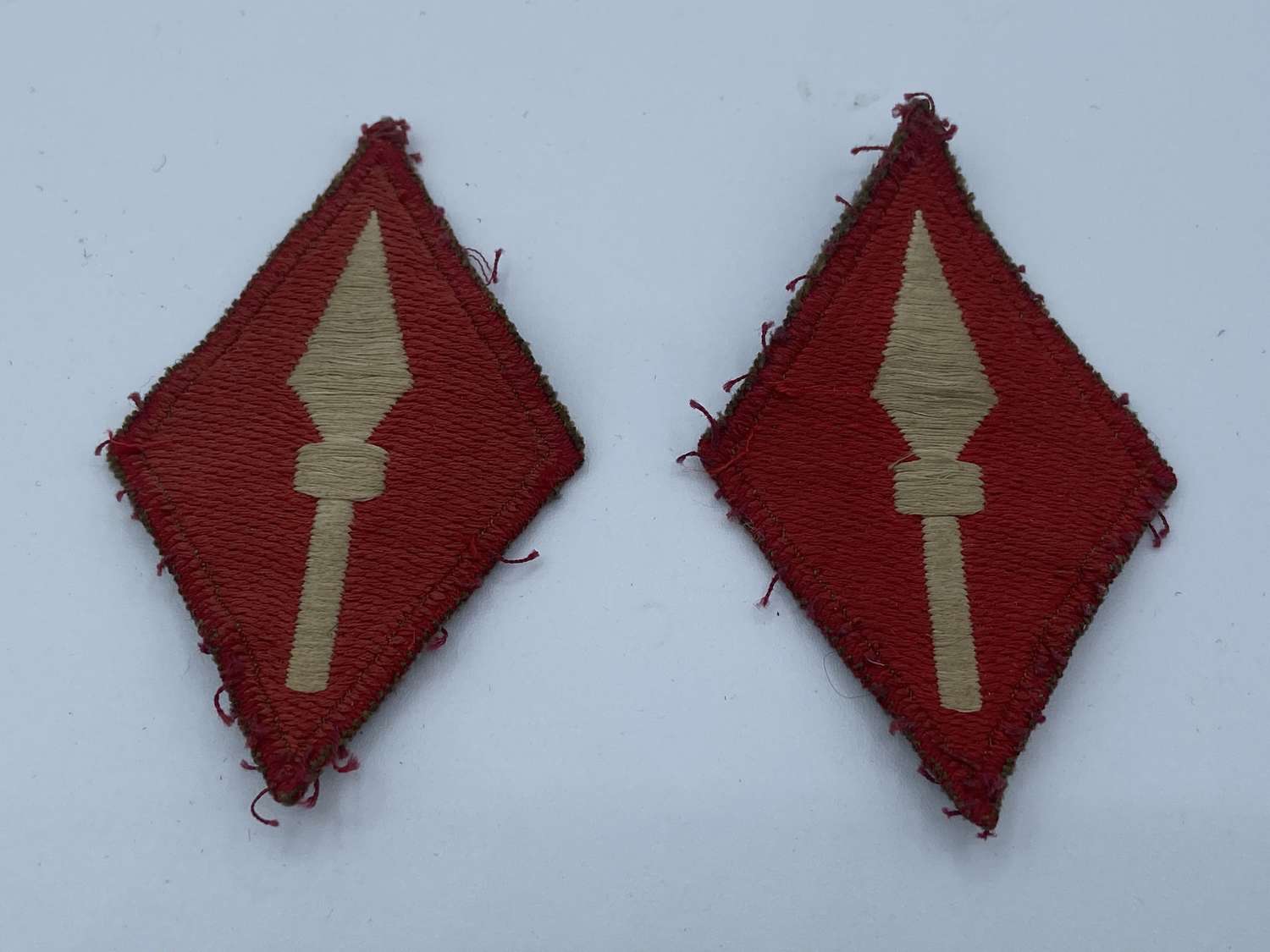 Pair Of WW2 British Army First Corps Shoulder Patches