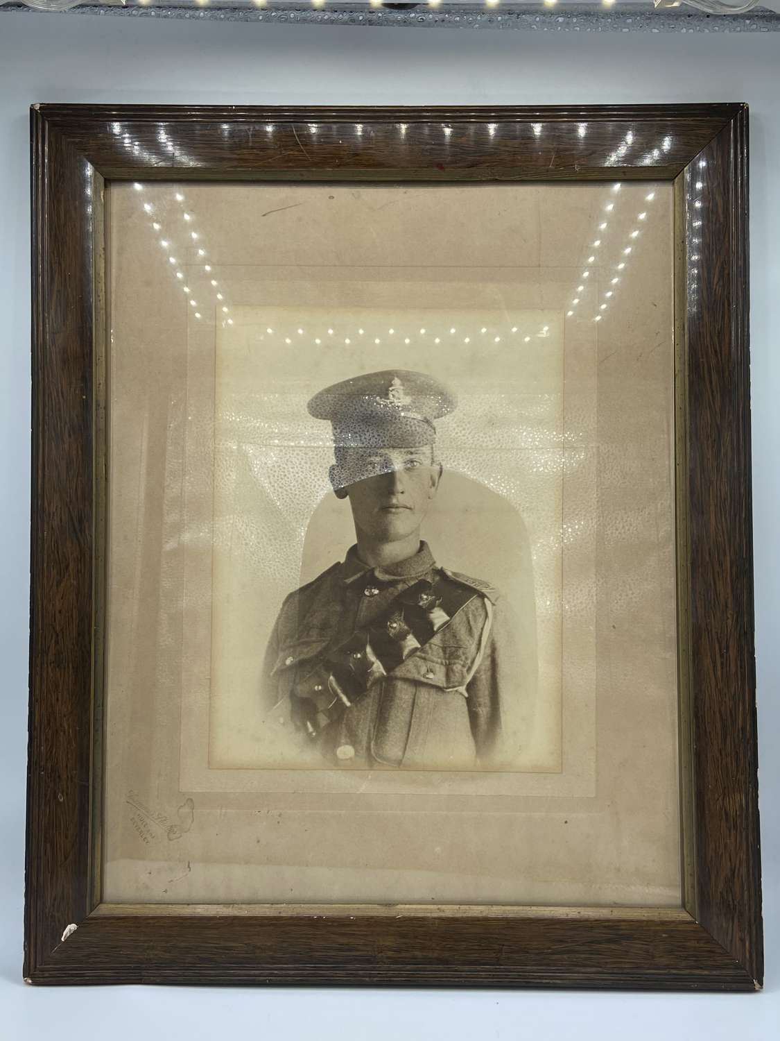 Large WW1 Royal Artillery Officer Portrait Photograph In Mahogany Fram