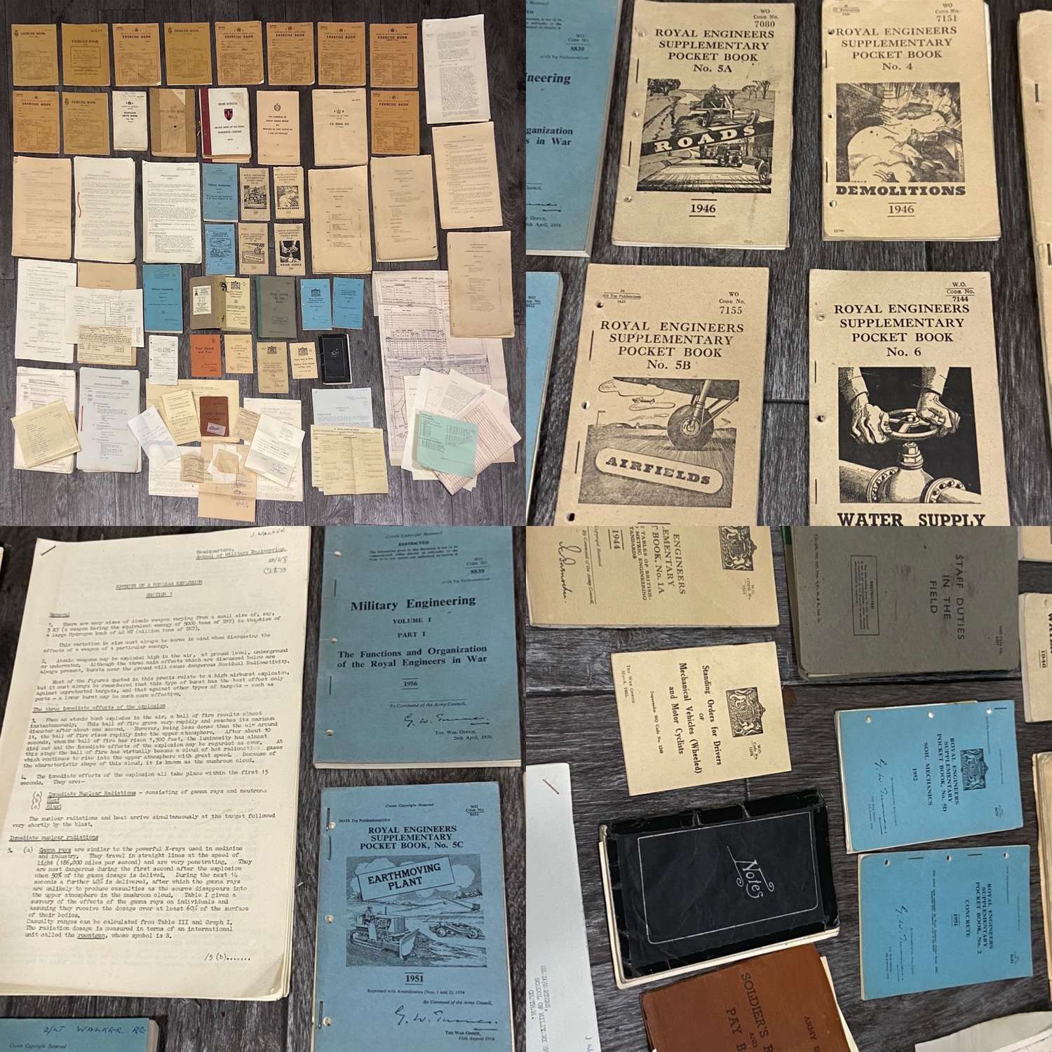 Lot Of WW2 & Post War Royal Engineers Manuals, Pocket Books Etc