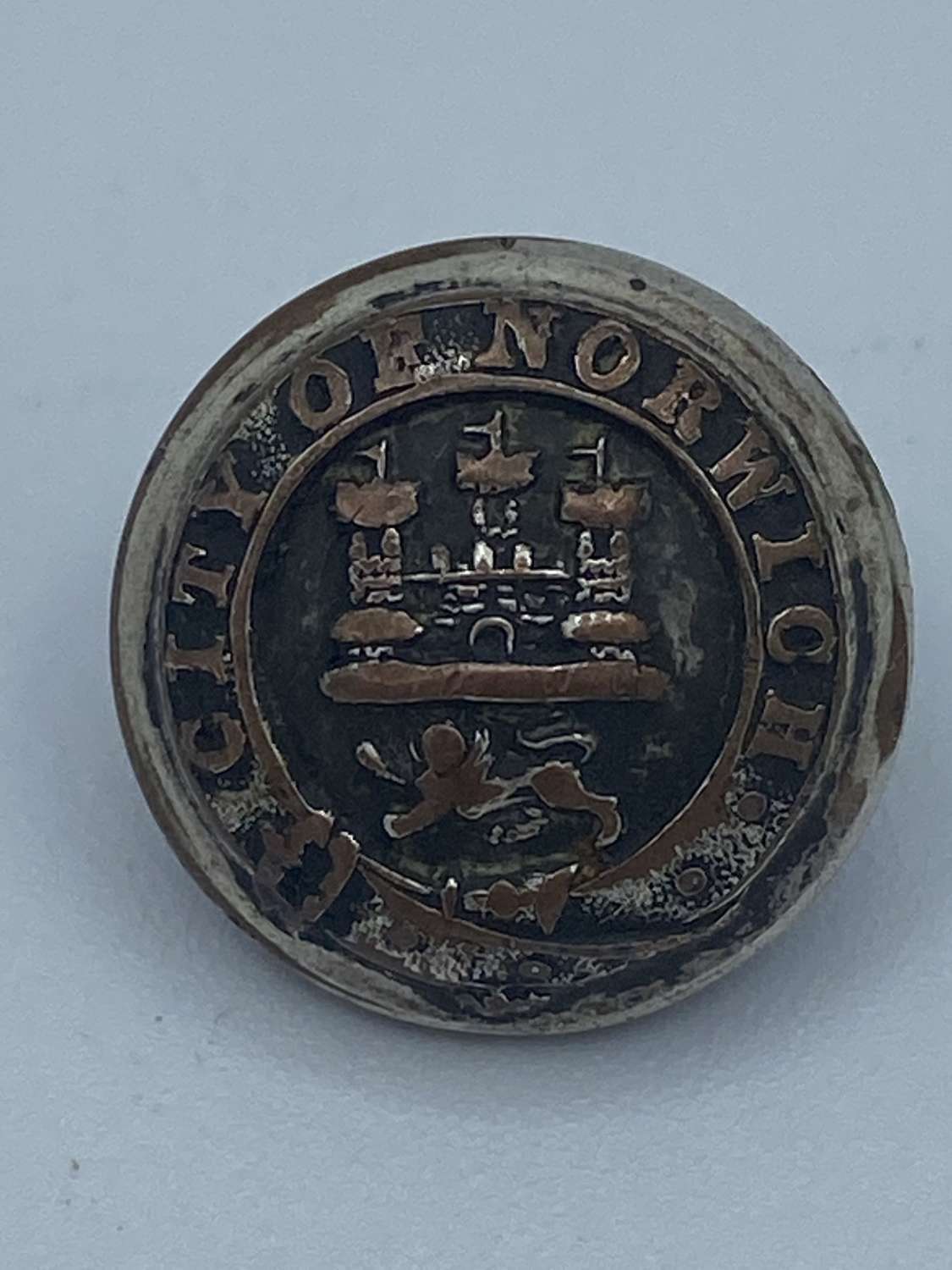 Antique Silver Plated City Of Norwich Button Army & Navy Co Asylum