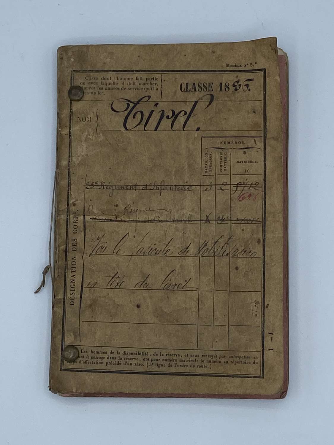 1886-1897 French Military Pass, Paybook, Diary 76th Infantry Regiment