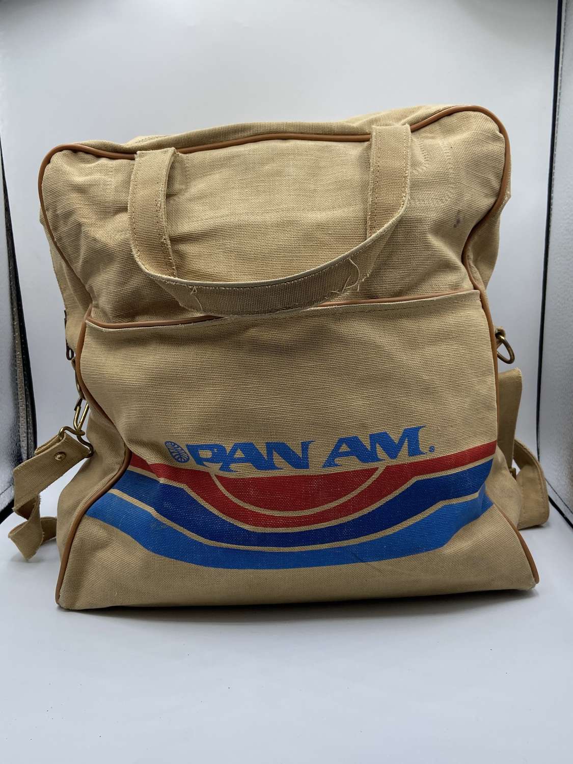 Vintage 1970s Pan Am Airlines Employees Canvas Bag NY Made