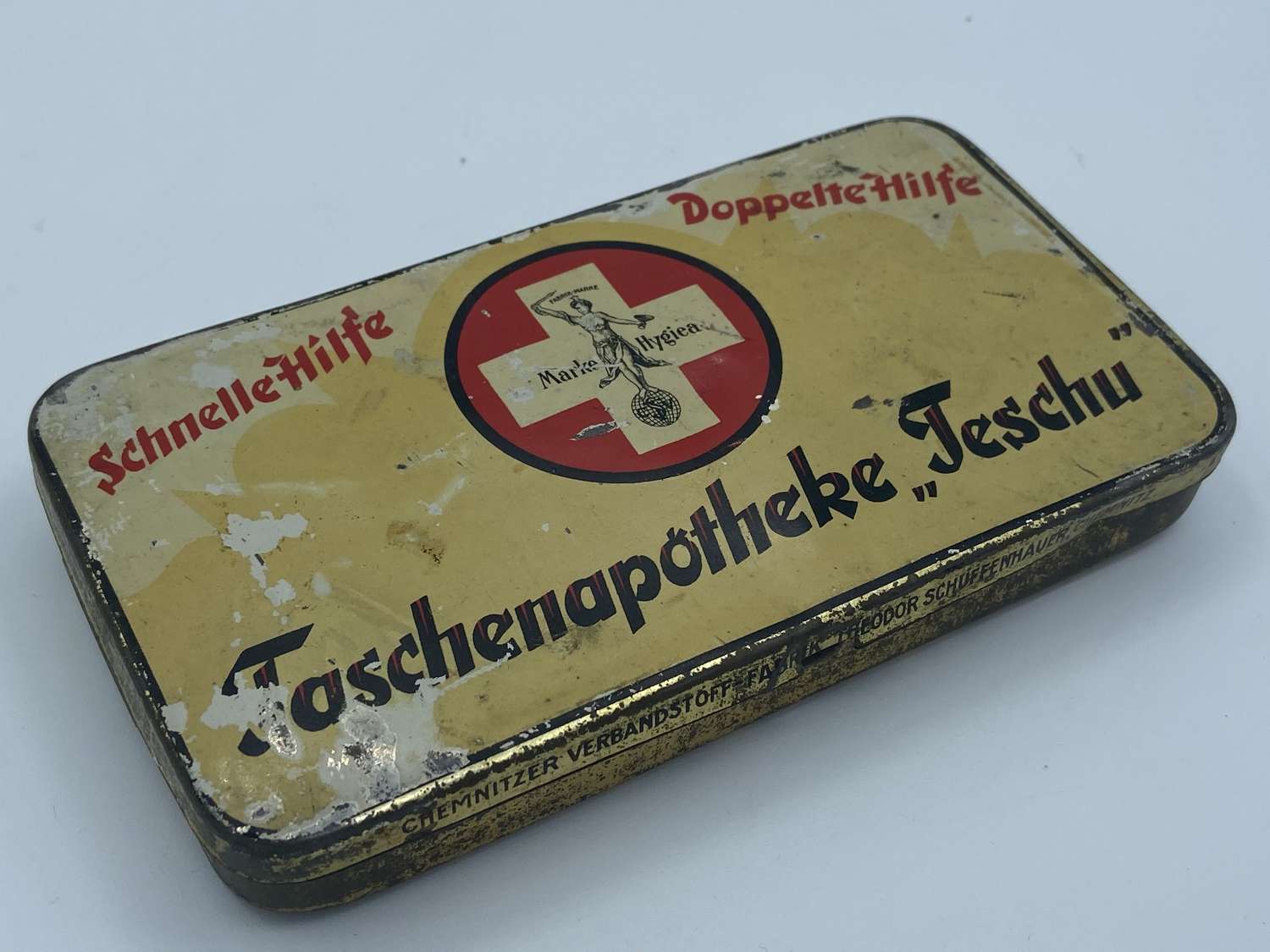 Rare WW2 German Home Luftschutz First Aid Kit Tin And Contents