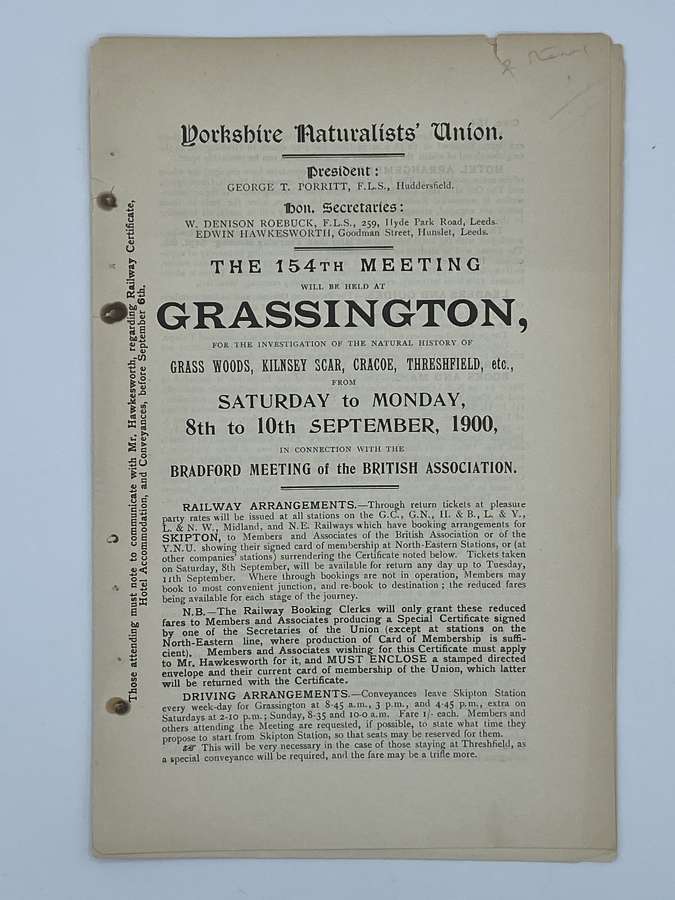 Antique Yorkshire Naturalists Union Grassington 10th September 1900
