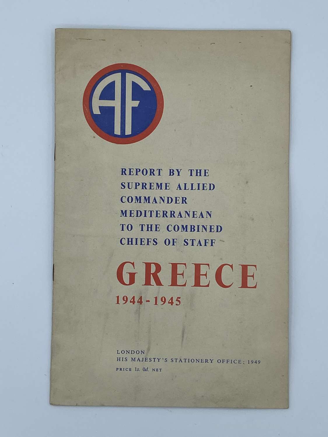 WW2 1944-45 Greece Report By supreme Allied Commander Mediterranean