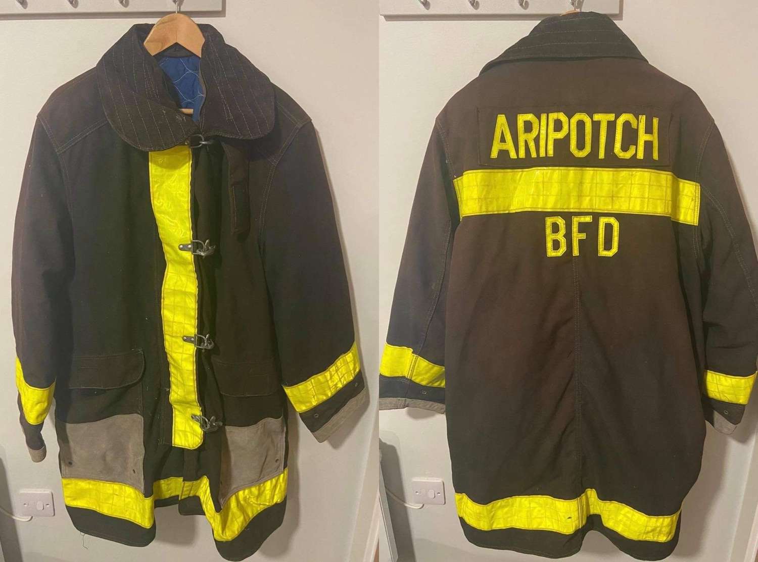 1989 Large Babylon Fire Department BFD Aripotch Turn Out Coat Jacket