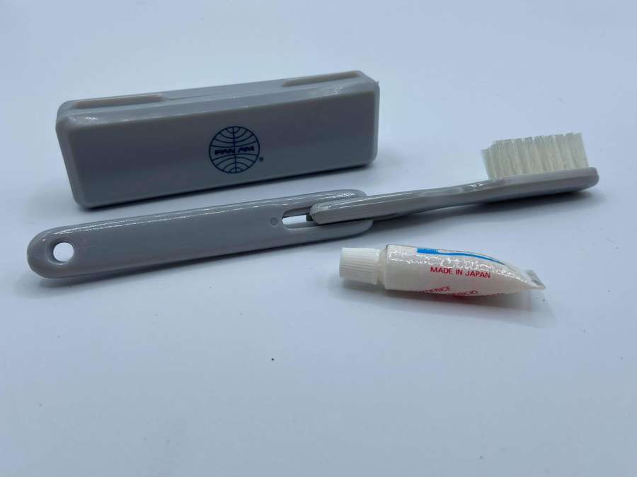 Vintage 1970s Pan Am Travel Unused Toothbrush & ToothPaste In Box