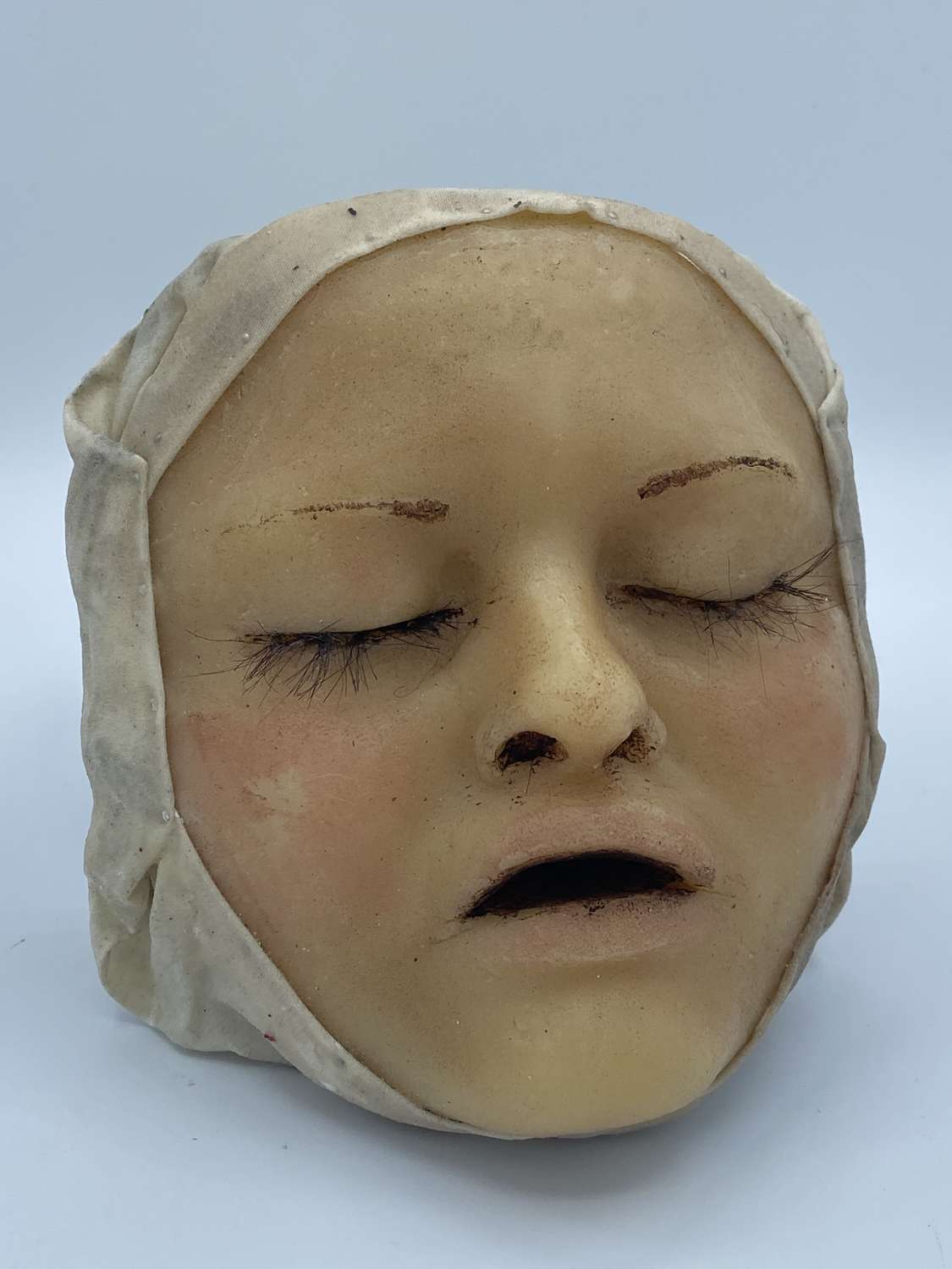 Antique 1890s Paediatric Wax Medical Moulage Death Mask