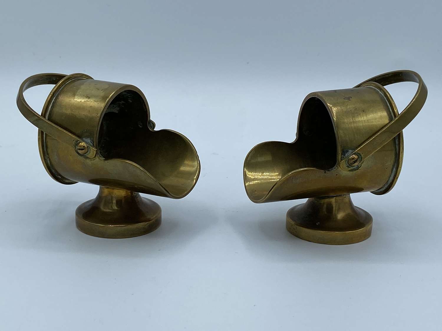 Pair Of WW1 British Brass Trench Art Brass Coal Scuttles