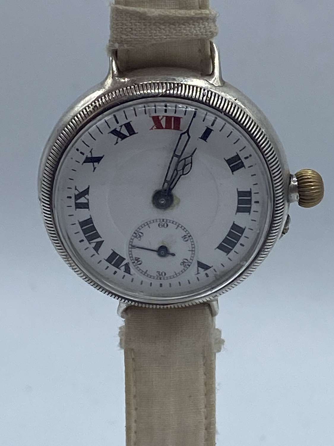 WW1 Silver Art Deco British Army Officer Trench Watch Great TimeKeeper
