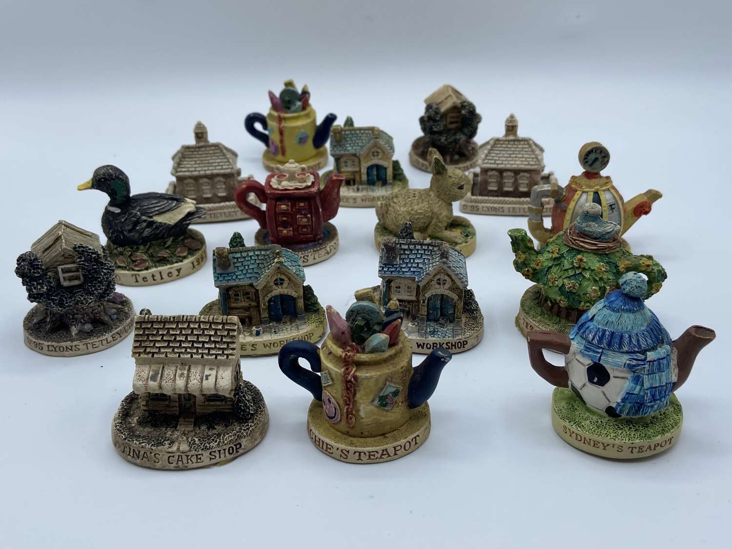 Collection Of Vintage 1990s Tetley GB Limited Mini Teapots & Houses