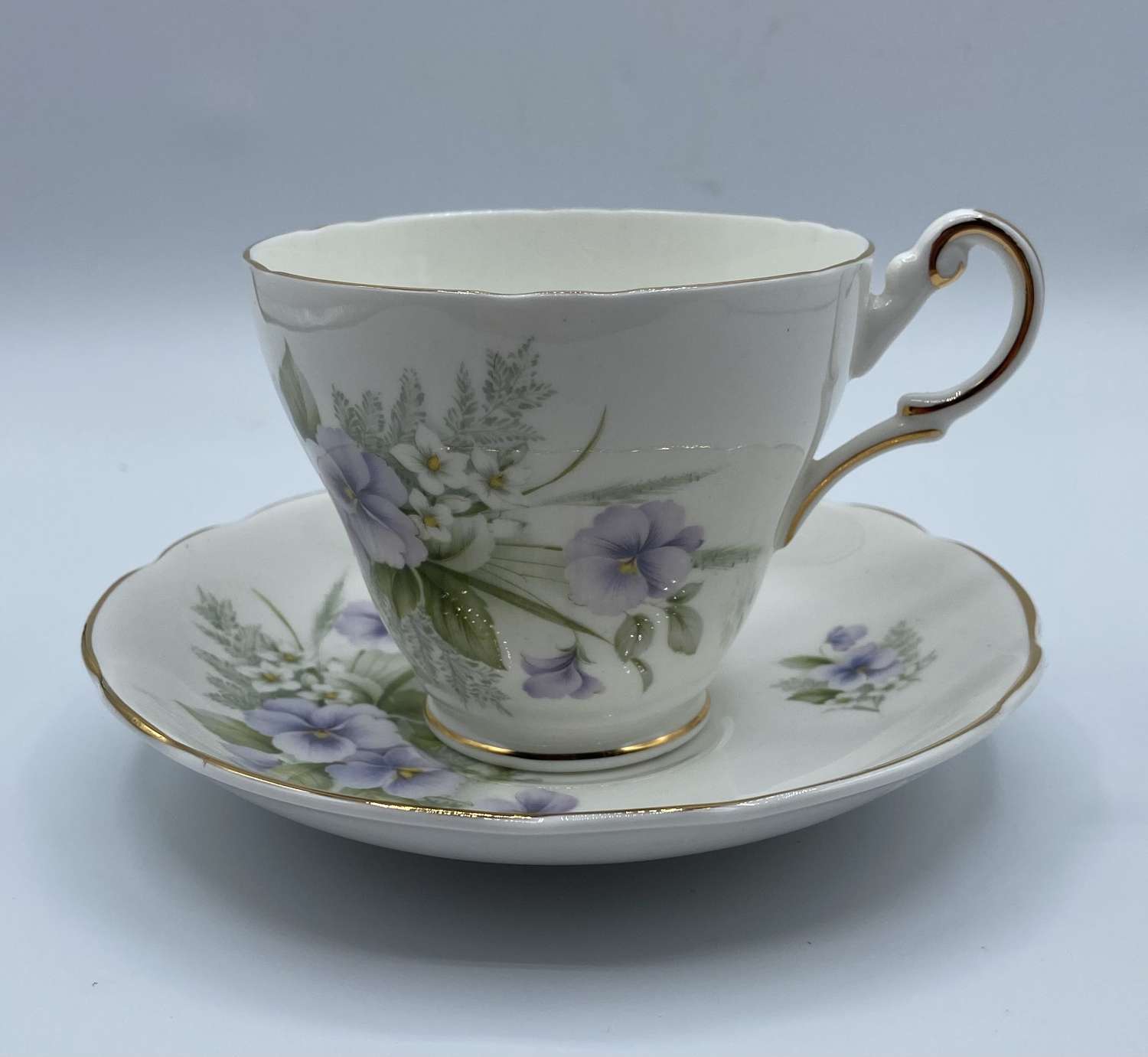 Antique Vintage Regency English Bone China Floral Tea Cup And Saucer