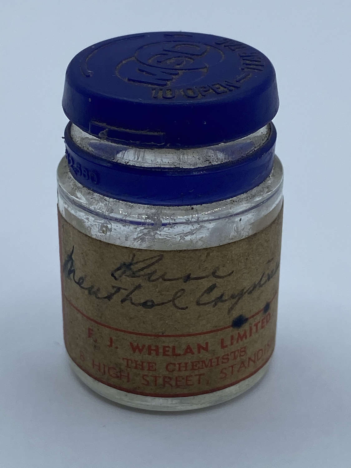 WW2 Home Front Chemist Pure Menthol Crystals Home Remedies Jar