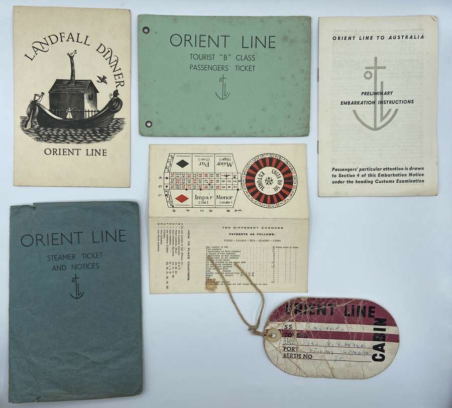 Vintage Passenger Tickets In Envelope Orient Line- SS Otranto 1952