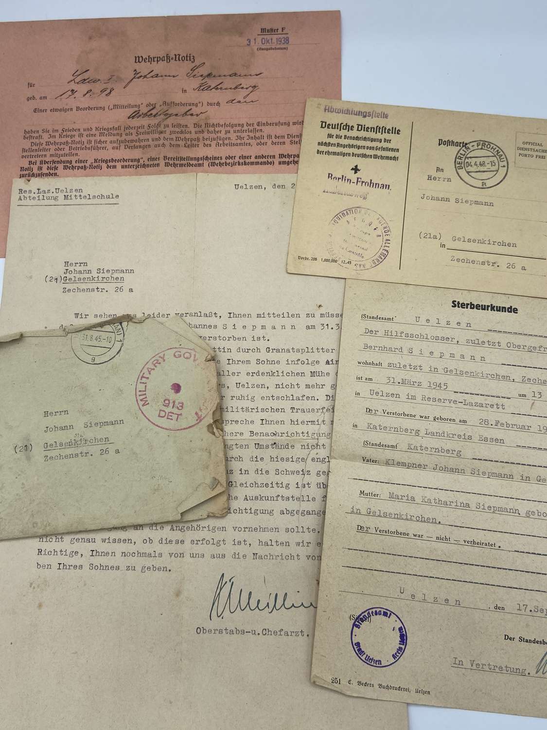 WW2 German Wehrmacht KIA Death Documents