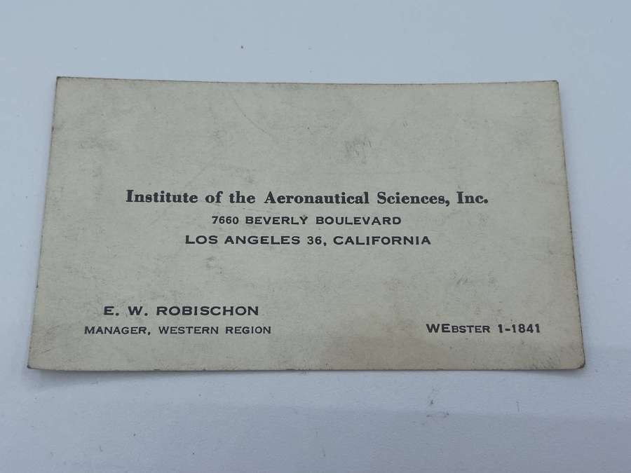 1930s Institute Of Aeronauticsl Sci Manager ER Robischon Business card