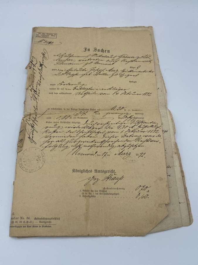 1890s German Pre WW1 In The Nane Of Your King Documents