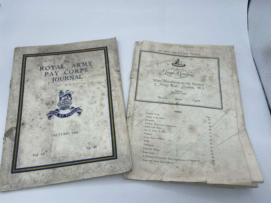 Pair Of Post WW2 Autumn 1949 Dated The Royal Army Pay Corps Journals