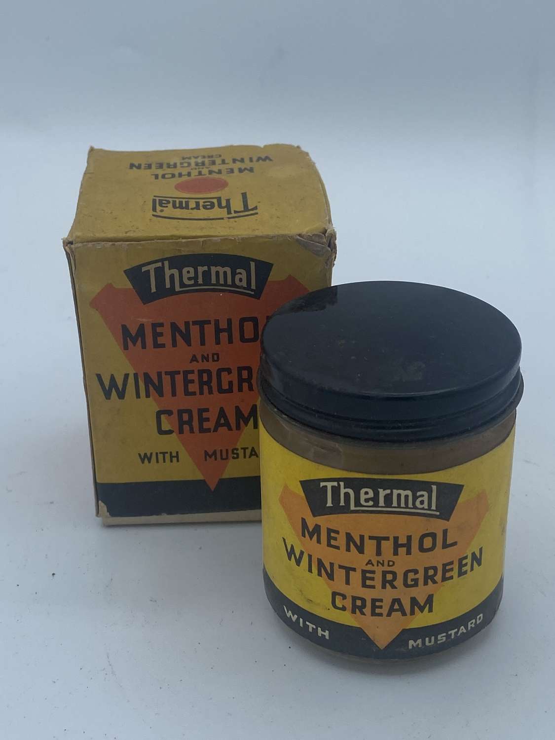 WW2 1930s Home Front Menthol&Wintercream thermal Packaging & Glass Jar