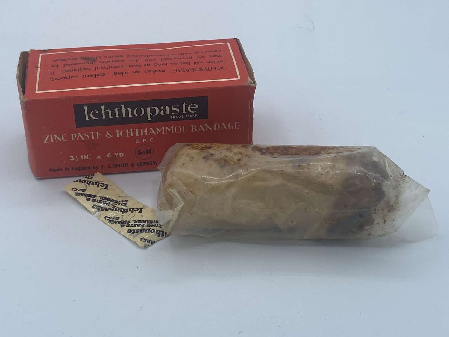 WW2 Era 1930s Lethopaste Zinc Paste & Ichthmmol Bandage & Packaging
