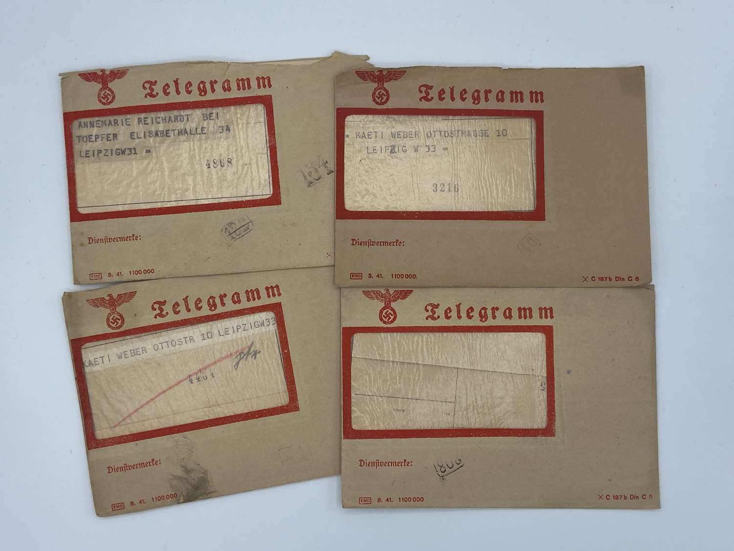 WW2 Deutsche Reichspost Telegram x 4
