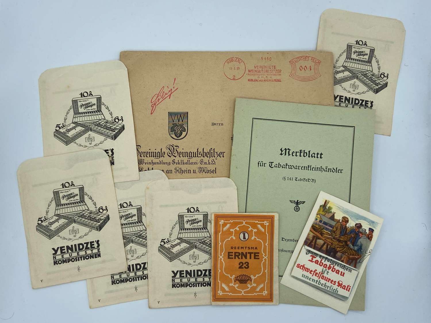 Rare WW2 German Wehrmacht Tobacco Brochure, Ration Packets, Card Etc