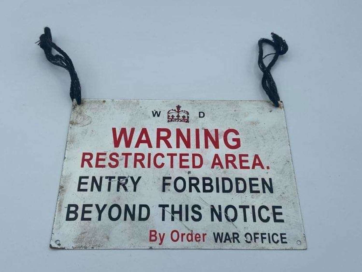 War Office Warning Forbidden To Enter Metal Chain Barrier Hanging Sign
