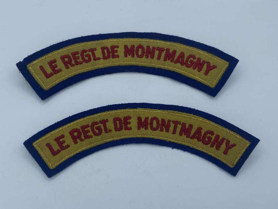 2 WW2 Canadian Battledress Cloth le redg de montmagny shoulder title