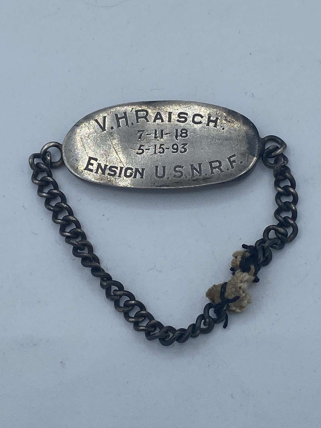 WW1 United States Navy Reserve Force Sterling Silver Id Bracelet