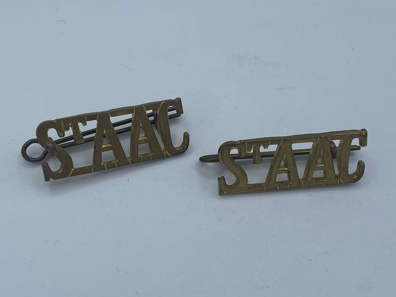Pair Of WW1 St Andrews Ambulance Service brass Shoulder Titles