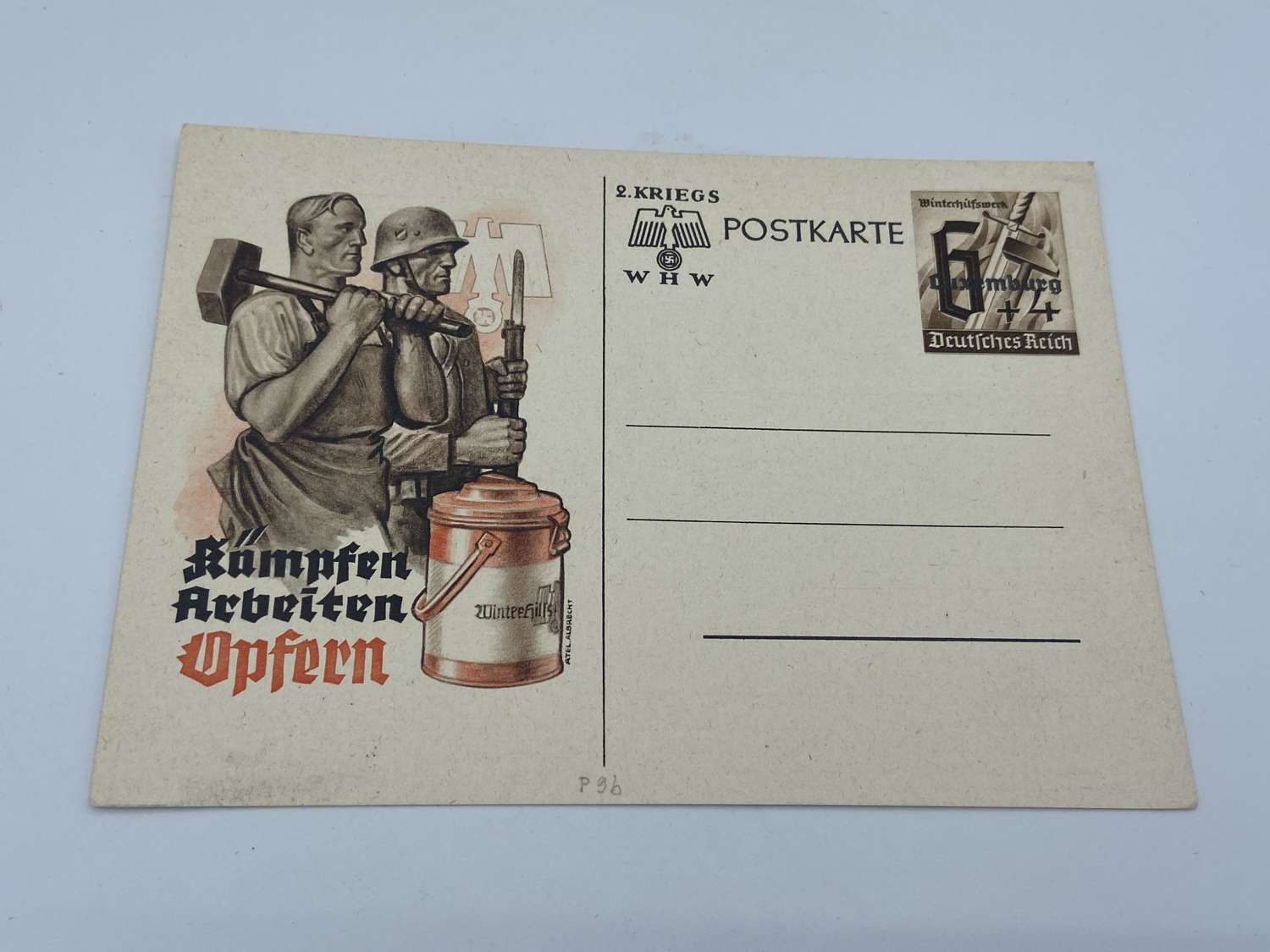WW2 German WHW  Winterhilfswerk Kampfen artbeiten opfern Postcard