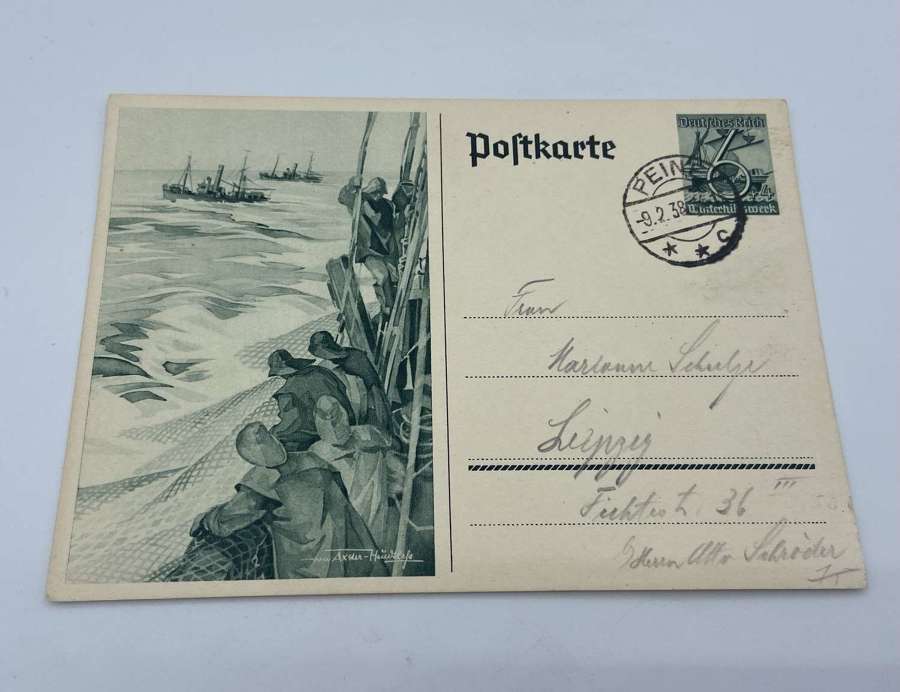 WW2 German Reich Winterhilfswerk (WHW) Promoting Fisherman Postcard