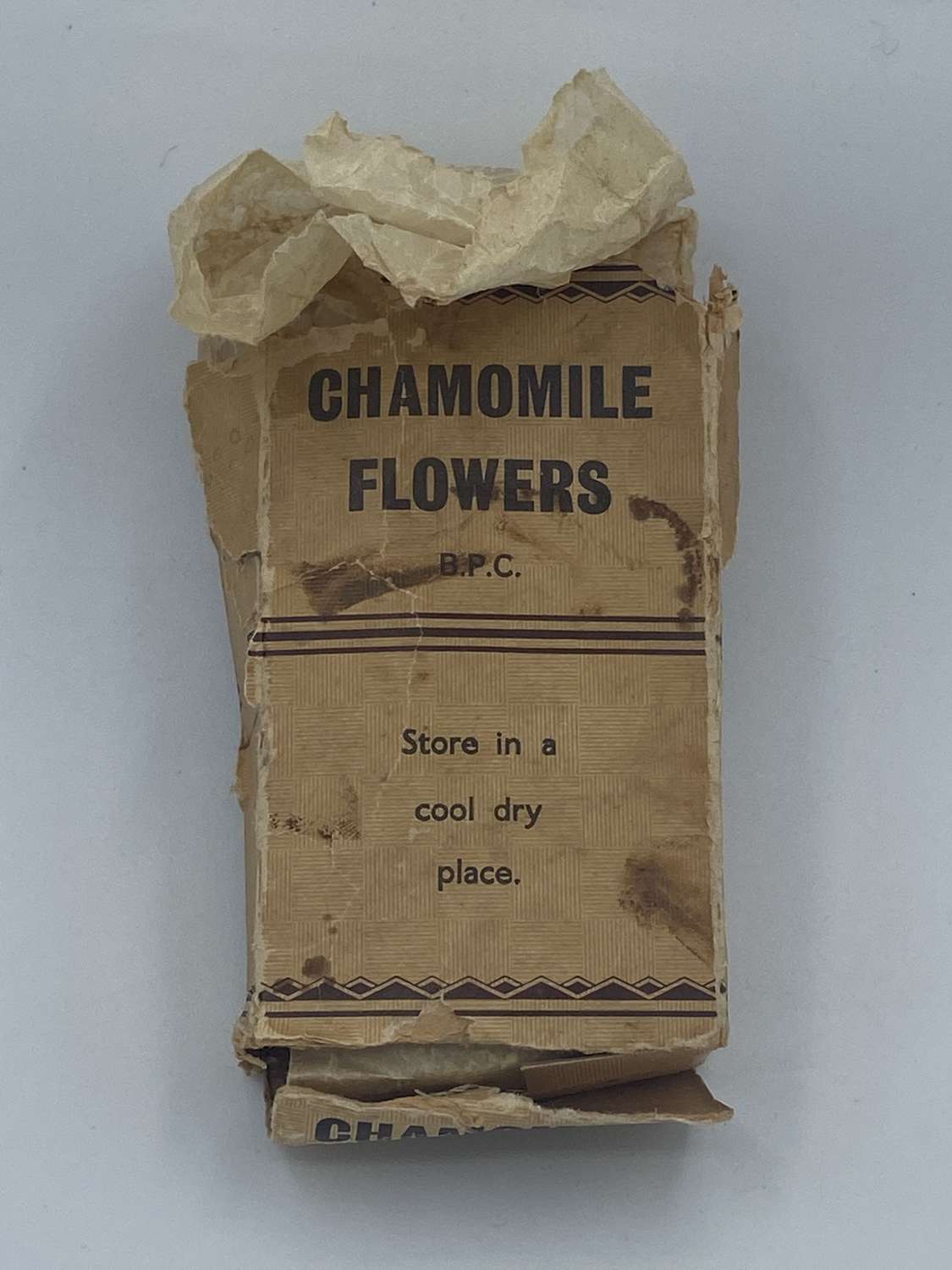 WW2 British Home Front Chamomile Flowers BPC 1/2 Oz Packet & Contents