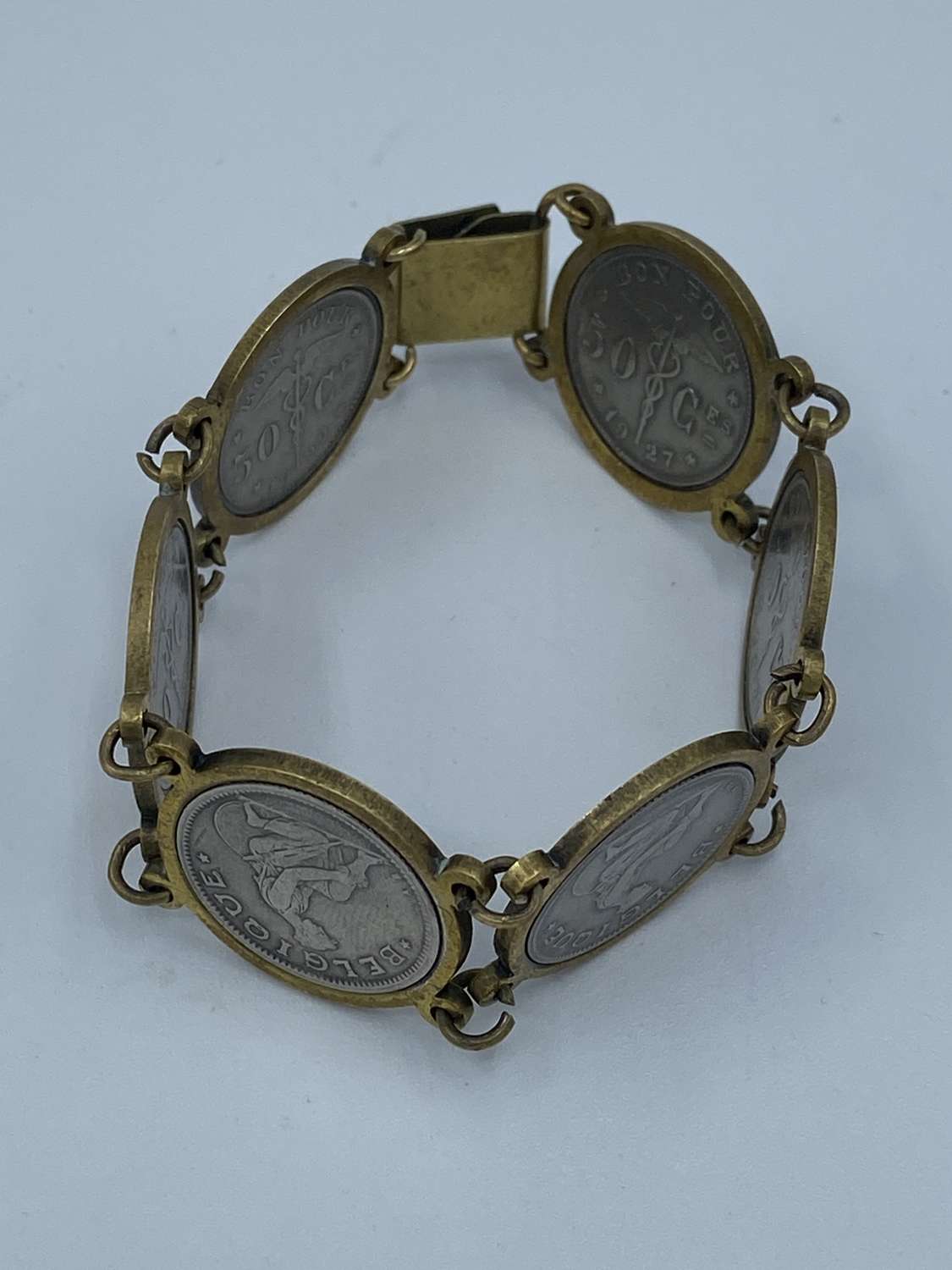 Inter War Period WW2 Belgium 50 Centimes  Small Bracelet