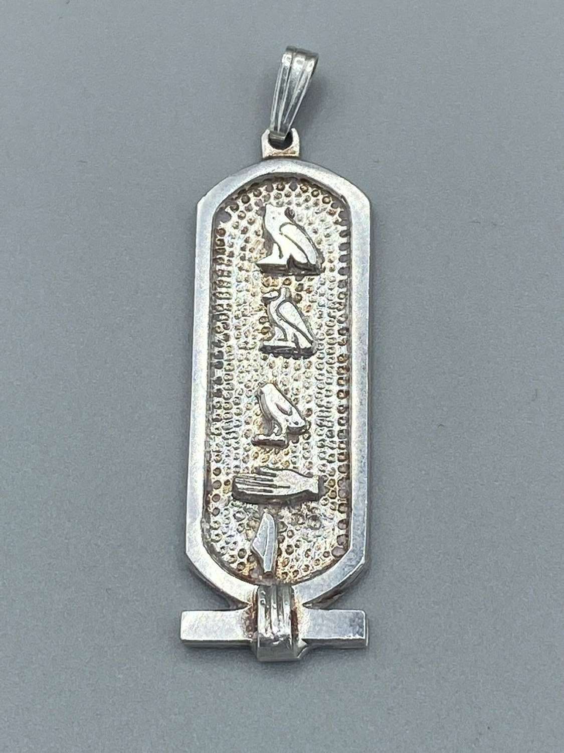 Antique Egyptian Revival Egyptian Hieroglyphs Silver 925 Marked Pendan