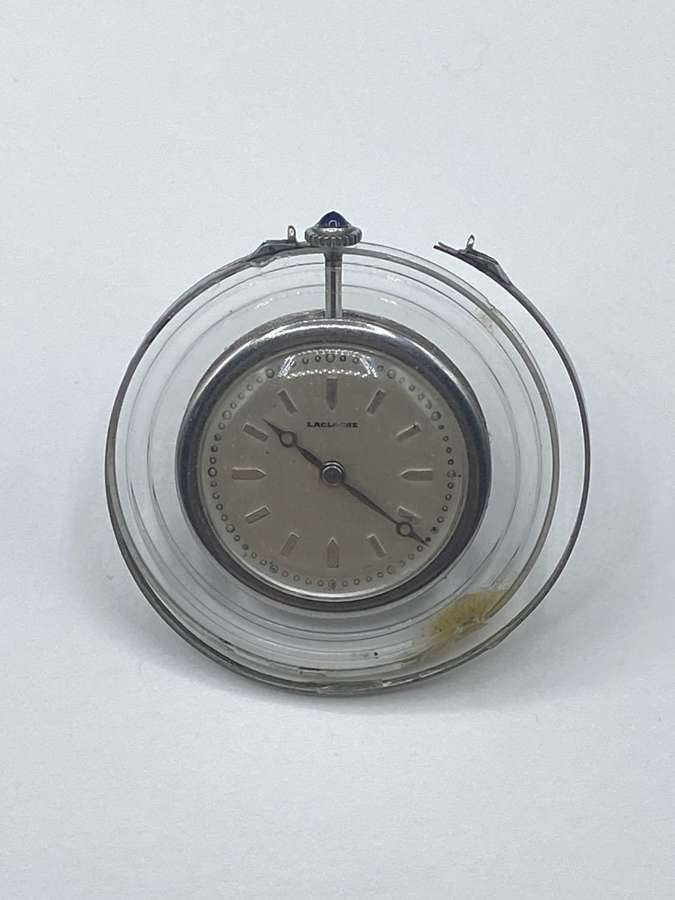Lacloche Freres Art Deco Rock Crystal, Platinum & Sapphire PocketWatch