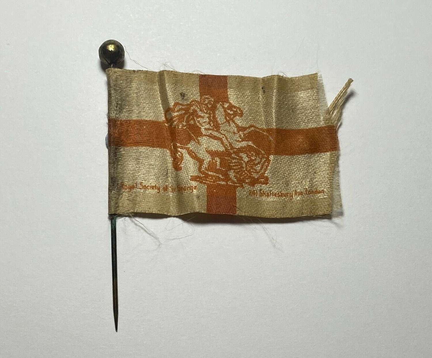 WW1 English Royal Society Of St,George London Fundraising SilkFlag Pin