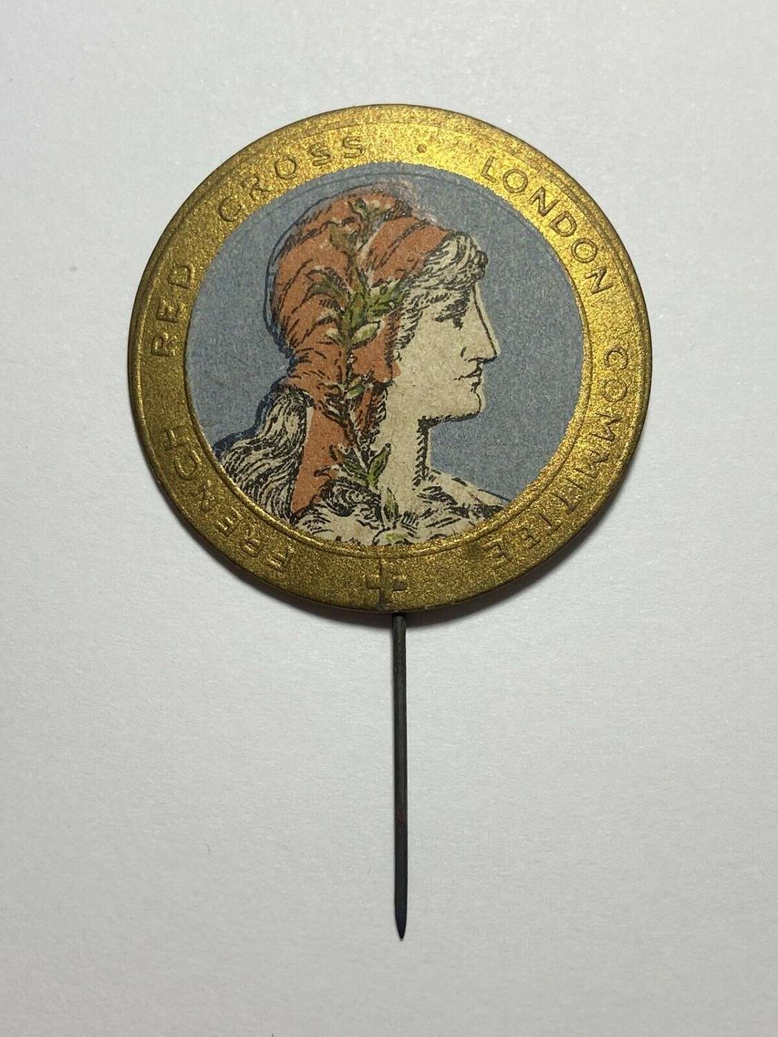 WW1 Paper Pin Badge Fundraising Pin French red cross London committee