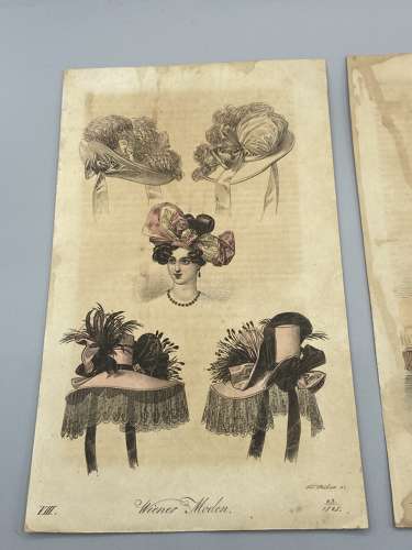 Antique Austrian 1828 Dated Prints Vienna Art Journal Women Fashion