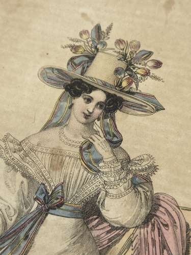 Antique Austrian 1828 Dated Prints Vienna Art Journal Women Fashion