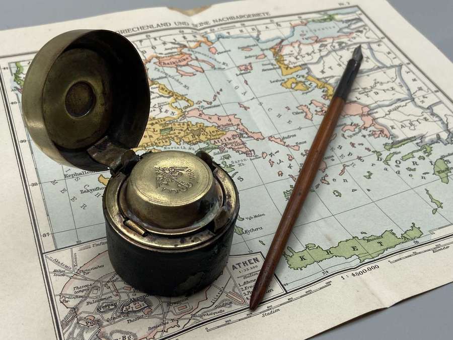 Early WW1 Russian Imperial Navy Officers K.K.A PRIV Inkwell, Map, etc