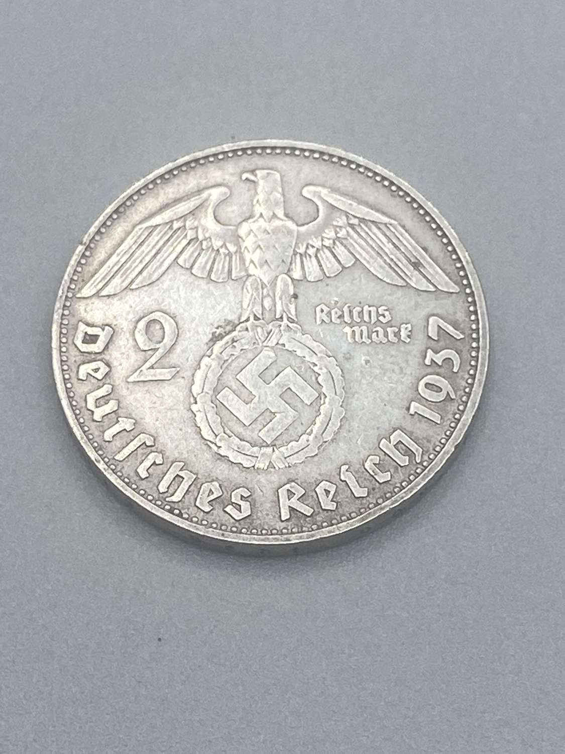 2 Reichsmark Nazi Germany (1933-1945) Silver 1937 Paul von Hindenburg