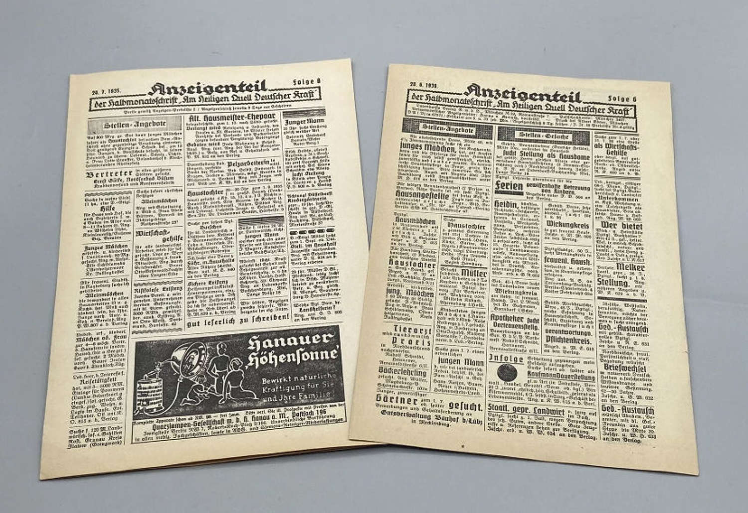 WW2 German Advertisement Announcement Anzeige Leaflets Issue 6 & 8
