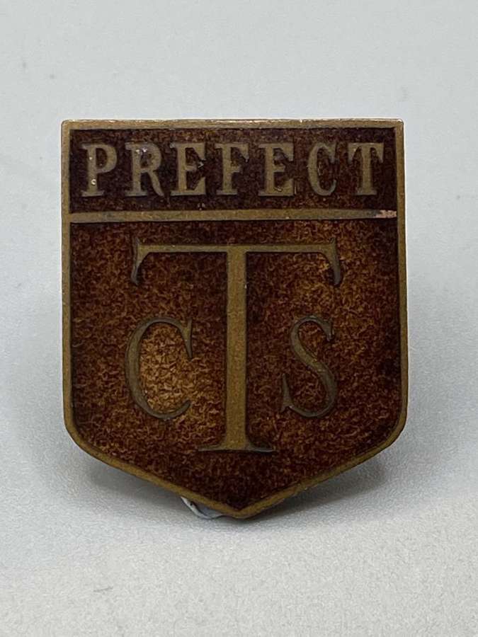 Victorian 1860s School Prefect CTS Brown Enamel Badge