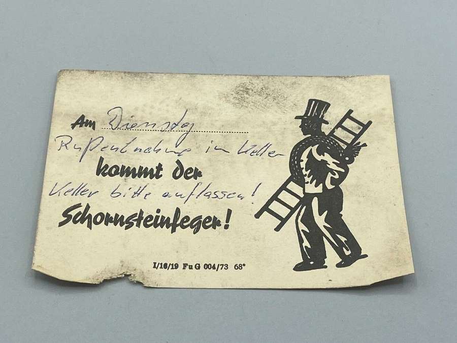 Vintage German Leave Cellar Open Chimney Sweeper Note Document