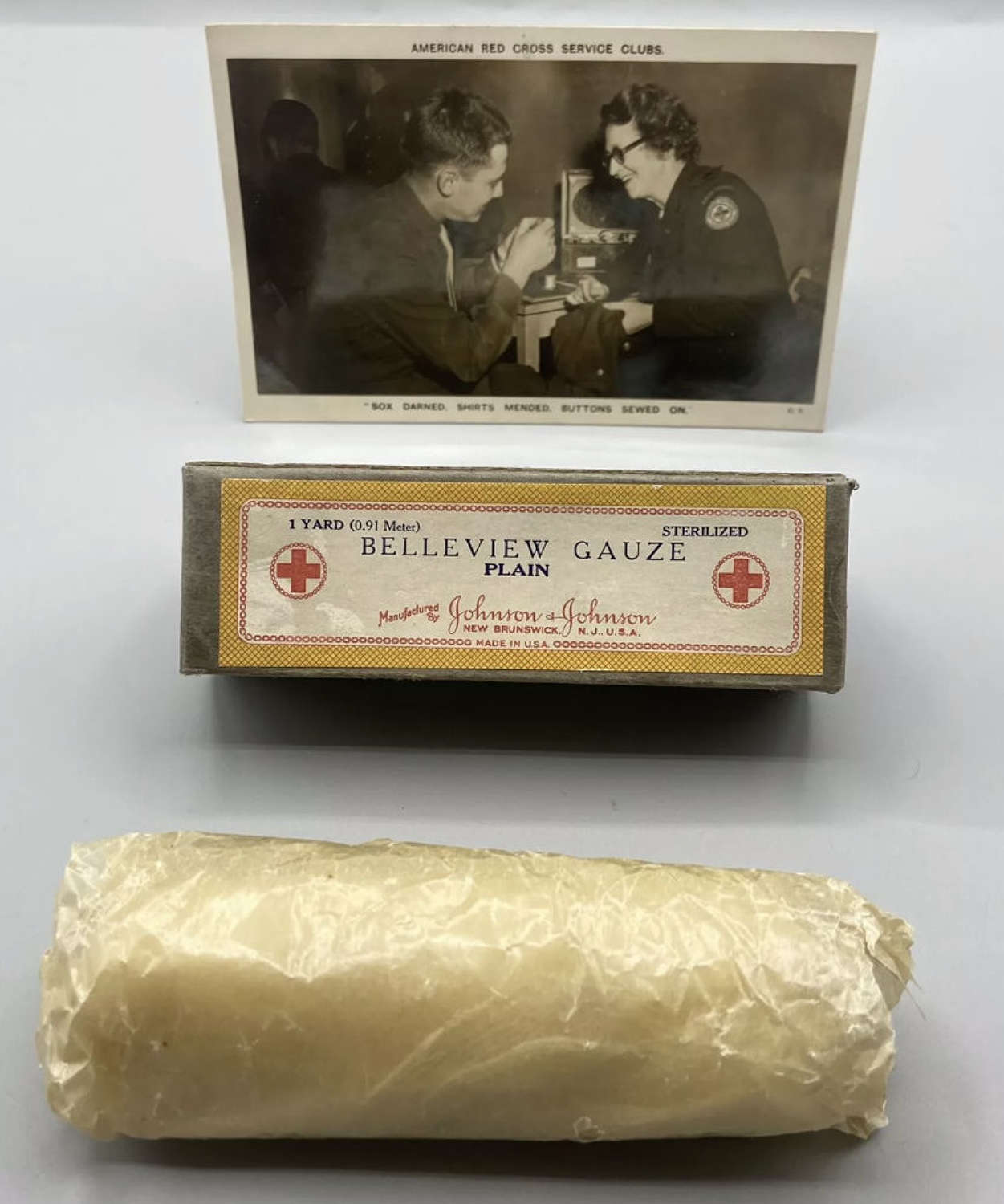 WW2 United States Red Cross Service Postcard And Belleview Gauze