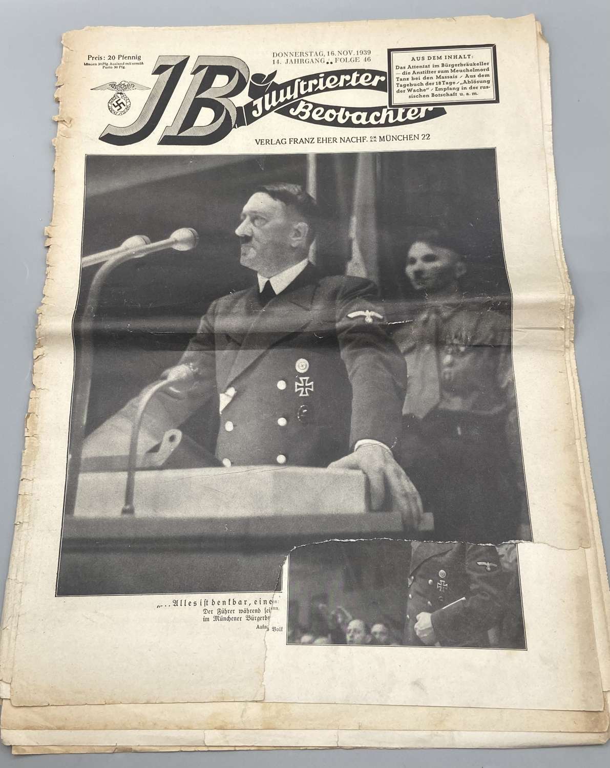 WW2 German Newspaper Illustrierter Beobachter Assasination Attempt