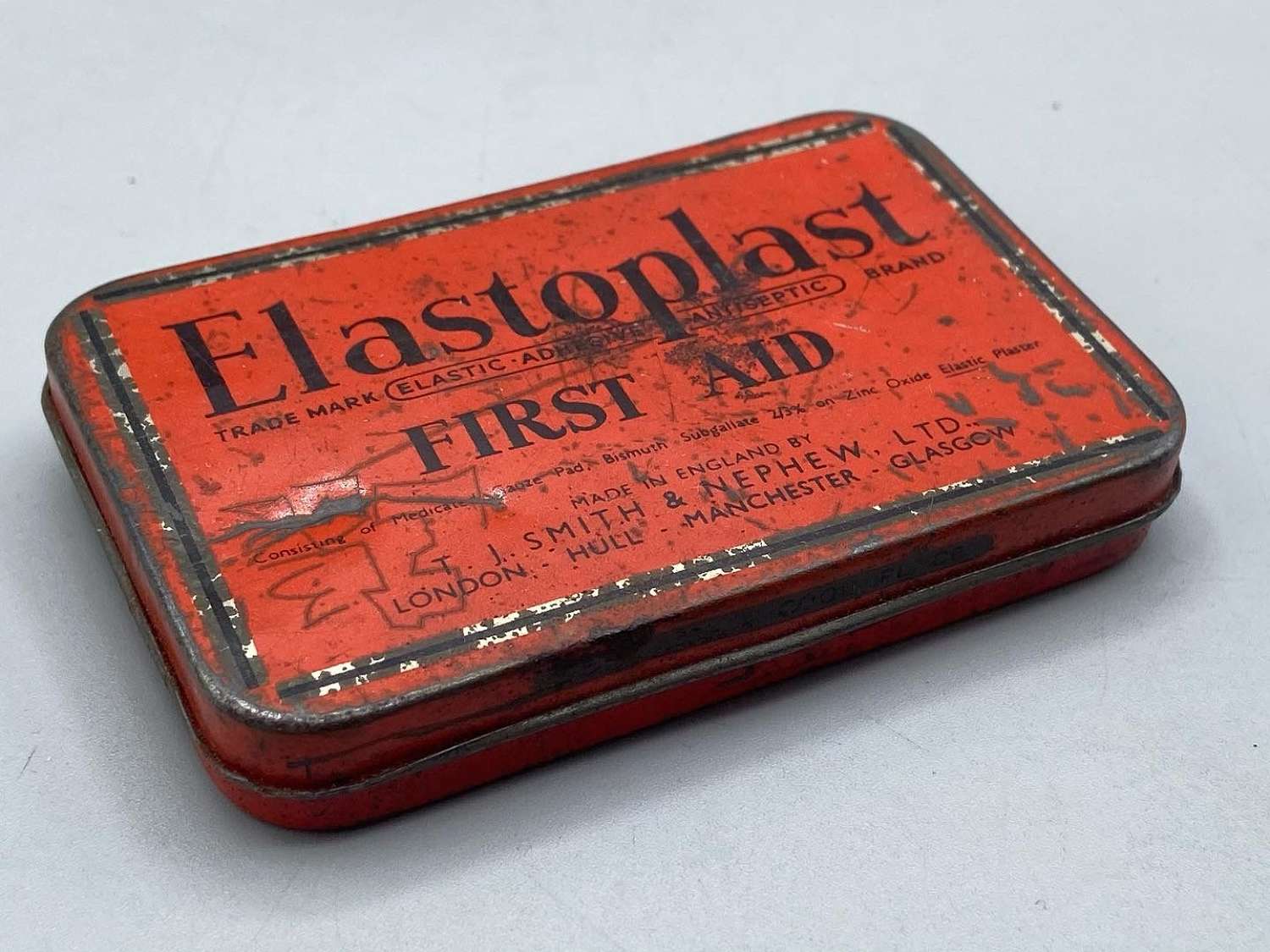 WW2 British Home Front Empty Elastoplast First Aid Tin & Instructions
