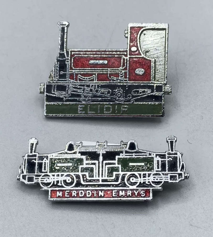 Vintage Train Enamel Badges Locomotive Elidir& Merddin Emrys